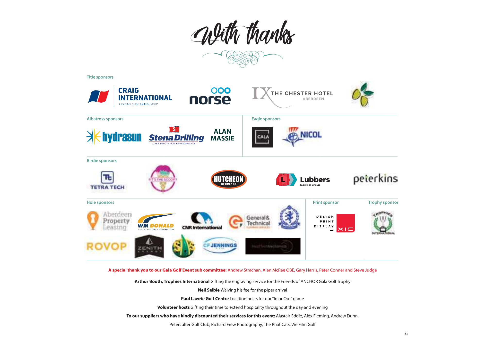 Sponsors of the Event.
